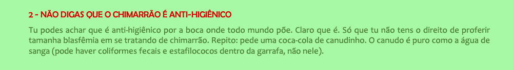 Não digas que o chimarrão é anti-higienico