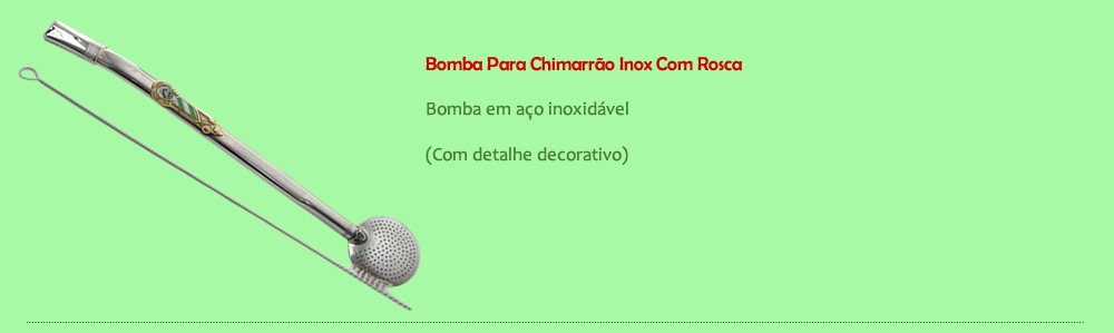 Bomba para chimarrão Inox com Rosca